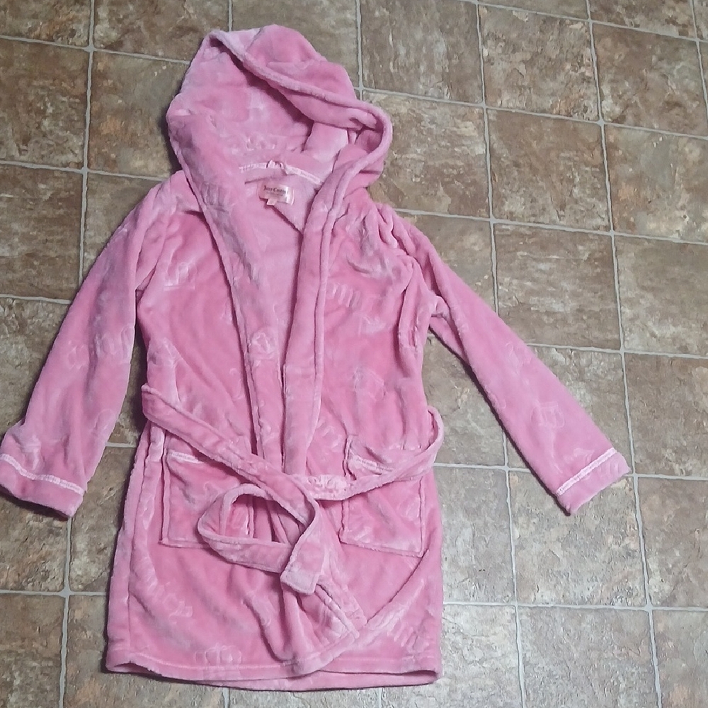 EUC Juicy Couture Pink Fluffy Design Robe Size Small Medium